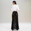 Women High Waist Floral Lace Maxi Skirt, Solid Sheer Bodycon Long Skirt, Streetwear Slim Fit See Through Skirt for Spring Daily Club Trendy Outfits