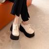 Fashion 2025 New Womens Chunky Heeled Pumps Lace Up Elegant Oxford Platform Pumps for Women Height Increase Design Party Cosplay Shoes