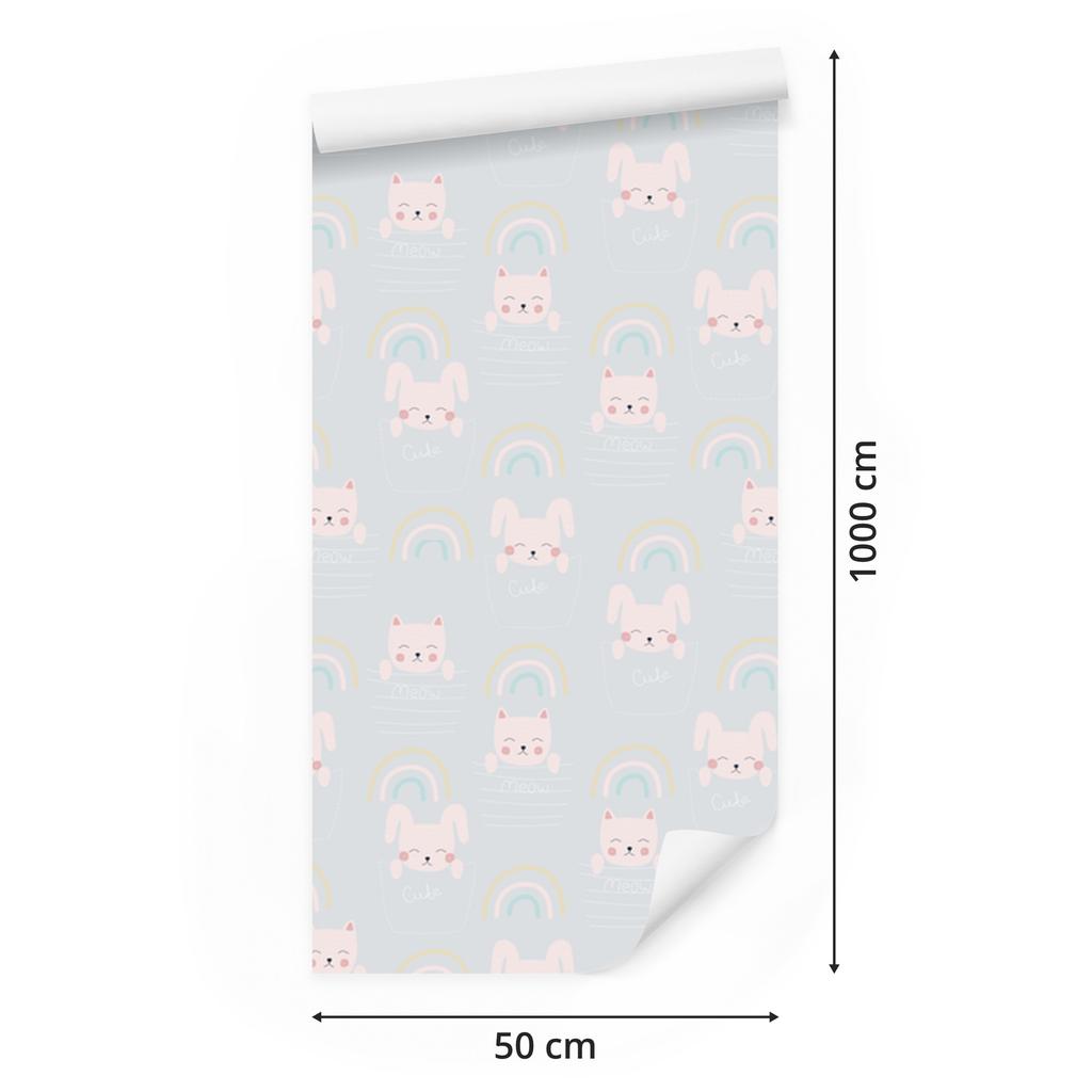 Cats with rainbows wallpaper for living room and bedroom 50x1000