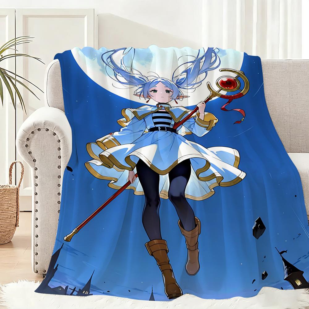 Anime FriERen Throw Lightweight 240g Flannel Blanket Soft Skin-friendly for Summer Cooling