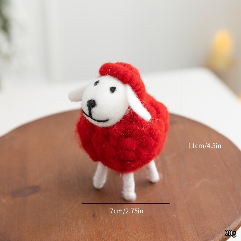 Adorable Felt Lamb Miniature 1Pc Mini Soft Wool Sheep Ornament Small Table Decor for Living Room Bedroom Nursery Party Holiday Gift