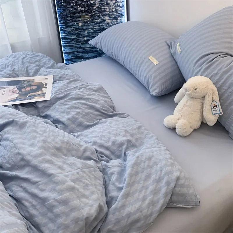 Stil coreean Fresh Ins Cearșaf de pat de culoare solidă Husă de pernă Cuvertură Set confortabil de patru piese Stil prințesă Student 1,2 m Pat dormitor Set de trei piese