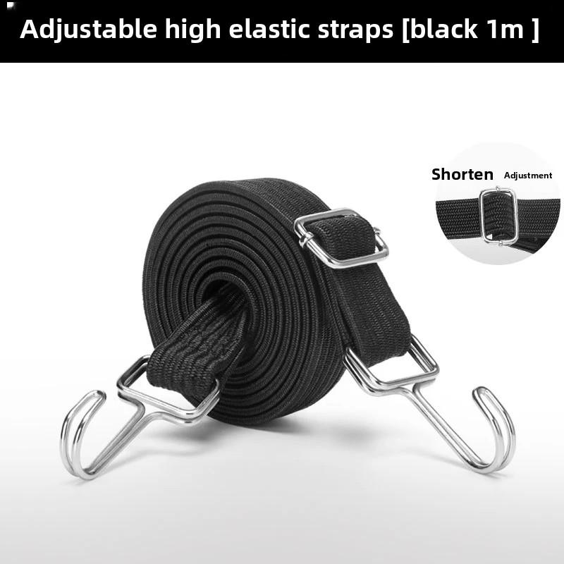 

1M/2M/3M Motorcycle Elastic Rubber Luggage Rope with Cord Hooks Bike Roof Rack Strap Auto Fixed Band Tie Car Accessories Black-1M