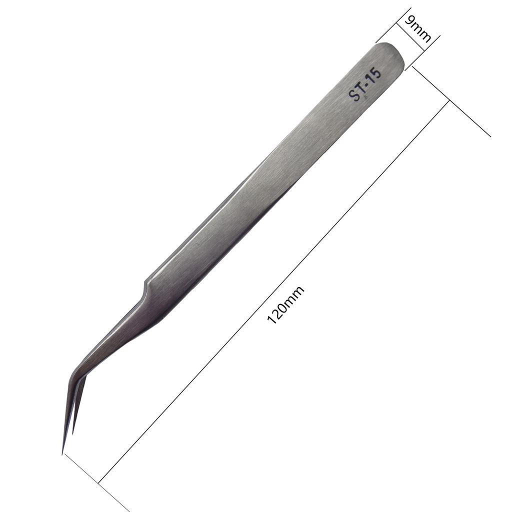 Presisjonspinsett i rustfritt stål med buede spisser og en buet perfekt for håndlagde Tsumami-kjeft, håndverk.