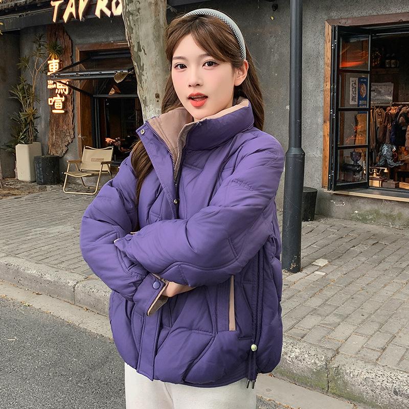 

Женская короткая хлопковая одежда, новая модная и тонкая хлопковая одежда с капюшоном, женская хлопковая куртка XXL фиолетовый