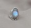 Rainbow Moonstone Ring: Sterling Silver Statement Jewelry, Artisan Boho Design