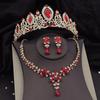 Wunderschöne Luxus Violett Kristall Braut Schmuck Sets für Frauen Tiaras Braut Halskette Ohrringe Hochzeit Krone Set Zubehör