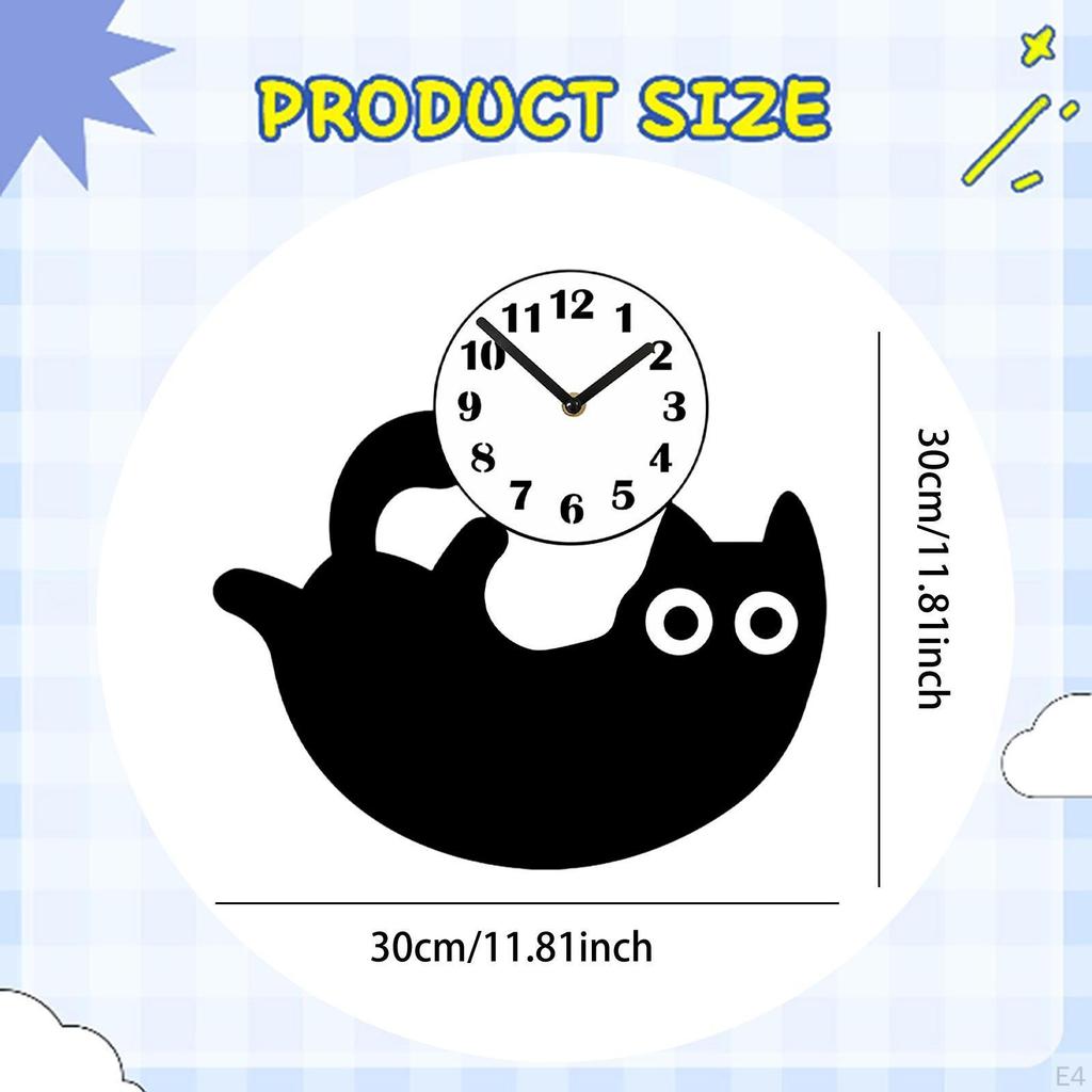 Kids Room Wall Clock Acrylic Hanging Creative Adorable Gift for Cat Design Decorative
