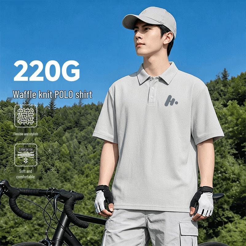Men s Waffle Knit Polo Shirt L светло-серый