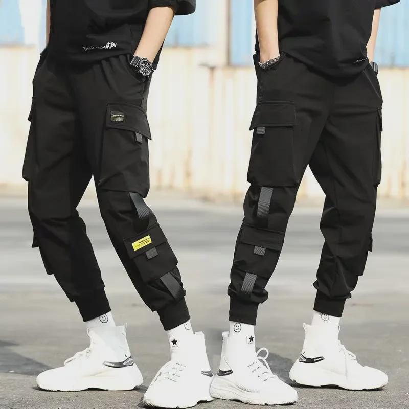 Men’s Fashionable Cuffed Overalls: Trendy Nine-Point Loose Harem Pants for Youth
