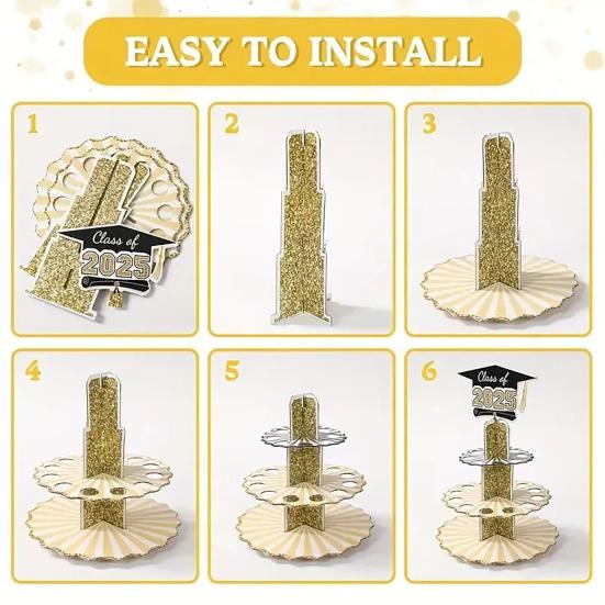 Yousheng Abschluss Geldhalter Turm Doppelte Schichten Bargeld Aufbewahrungsregal Abschlussjahrgang 2025 Geldgeschenk für Absolventen Abschlussfeier Tischdekoration