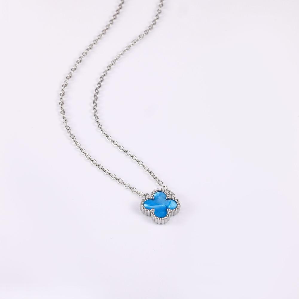 Non-fading High-quality Jewelry Double-sided Four-leaf Clover Necklace Women's Live Broadcast Hot-selling Titanium Steel Collarbone Chain