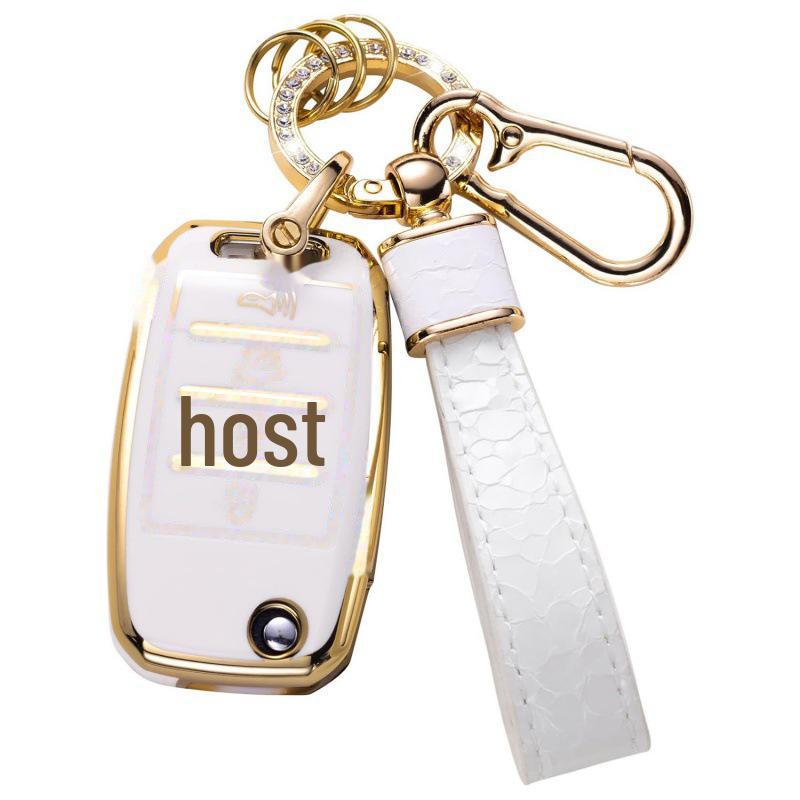Autoschlüsselabdeckung mit goldenem Rand und Steinmuster, mit Schlüsselanhänger