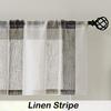 Central Park Black and White Kitchen Window Curtain Valance Vertical Stripe Sheer Boucle Linen Window Curtain, Living Room Decorative Rod Pocket (54"