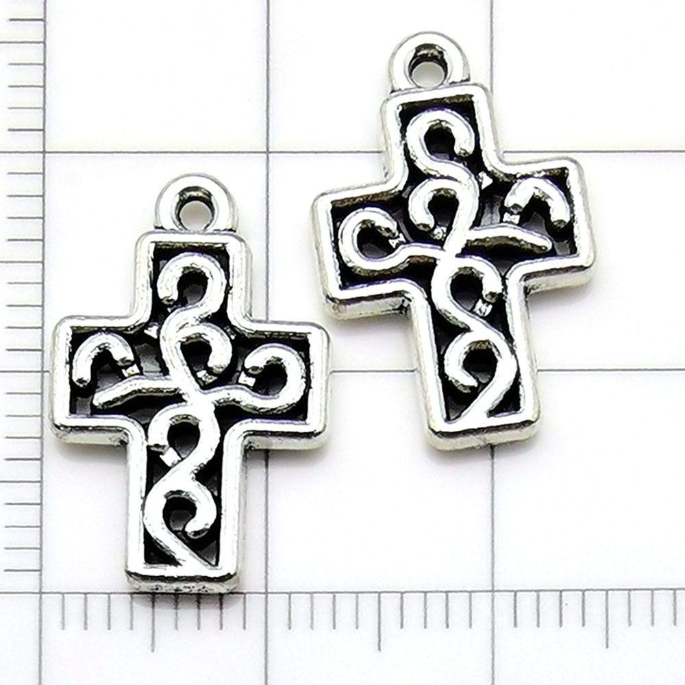 20Pcs Vintage DIY Bracelets Jewelry Making Materials Handmade Handcrafts Cross Charms Alloy Retro Pendants Earrings