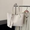 Women Large Capacity Solid Color Casual Pu Shoulder Tote Bag For Daily Use