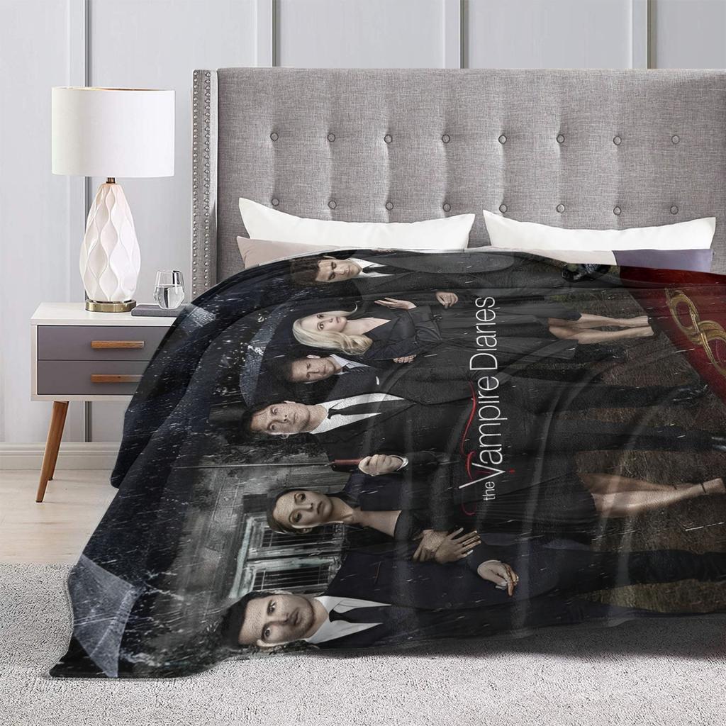 The Vampire Diaries Damon salvatore Throw Blanket Flannel Bedspread For Couch Bed Graphic Sofa Bed Cover