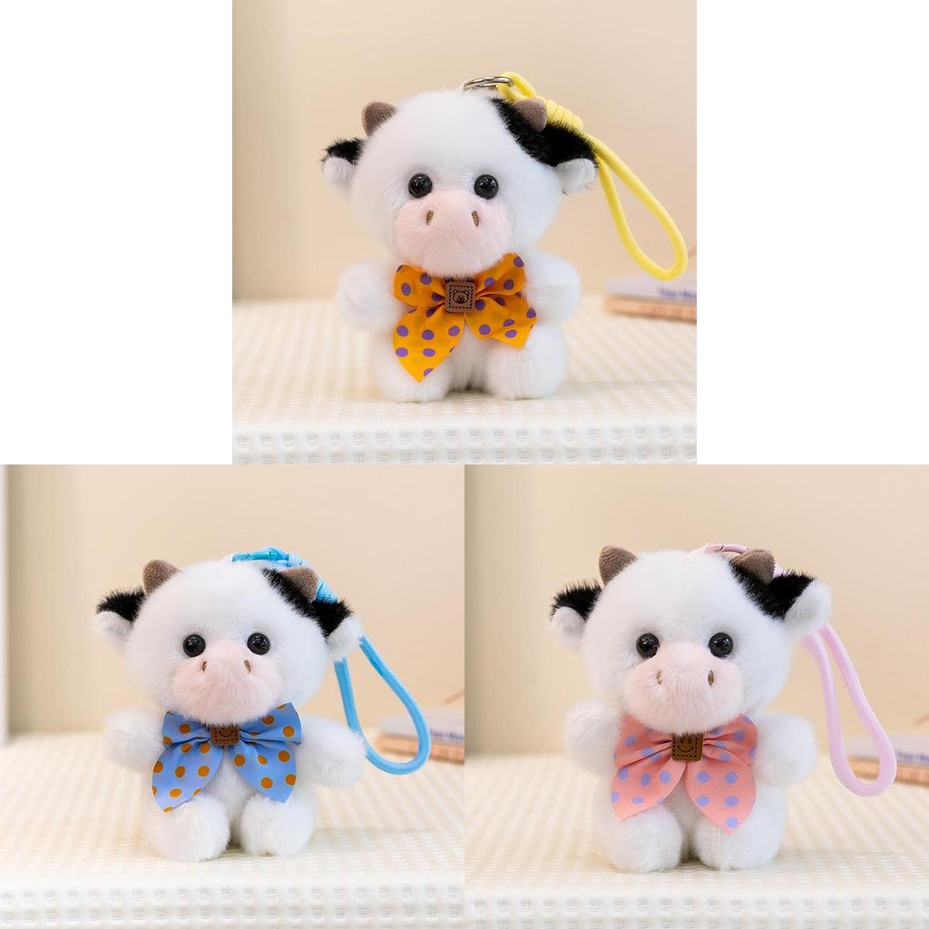 Cute Small Cow Plush Keychain With Soft Pp Cotton Fill For Bags And Gifts