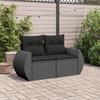 VidaXL Garden Sofa with Cushions 2-Seater, Seat with Backrest and Armrest, Outdoor Patio Terrace Furniture, Black 365973