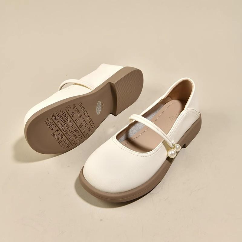 Mary Jane Shoes Women's Flat-soled Single Shoes Summer New Little White with Skirt and Small Leather Shoes