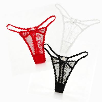 Damen Sommer Reines Verlangen Sexappeal Spitze Durchsichtiges Gaze Tanga Unterwäsche