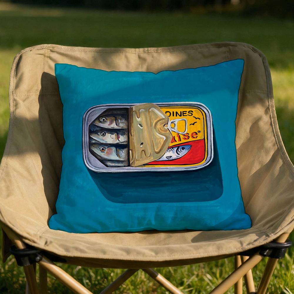 Sardines Art Cushion Cover Soft Reversible  Durable Pillow Cover  MultiScene Use for Home  Car Daily Comfort