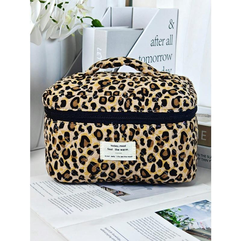Modische Leopardenmuster Make-up-Organizer-Tasche, Große Kapazität Tragbare Reise-Kulturbeutel, Kosmetiktasche Reise-Kulturbeutel-Organizer