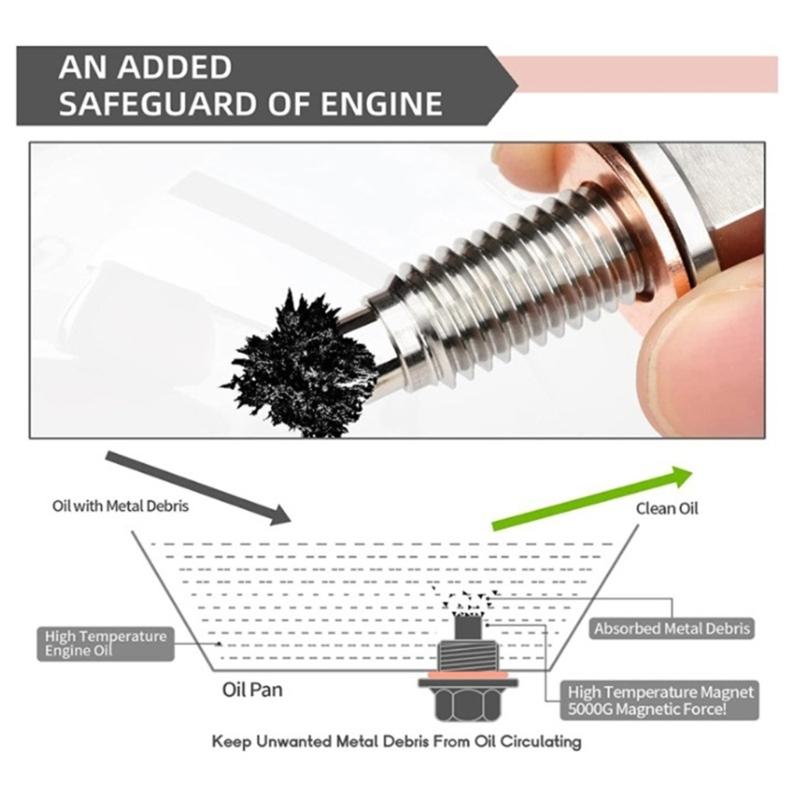M12x1.25/M14x1.5/M16x1.5 Oil Drain Plug Oil Pan Drain with Washer Auto Replacement Engine Oil Drain Plug