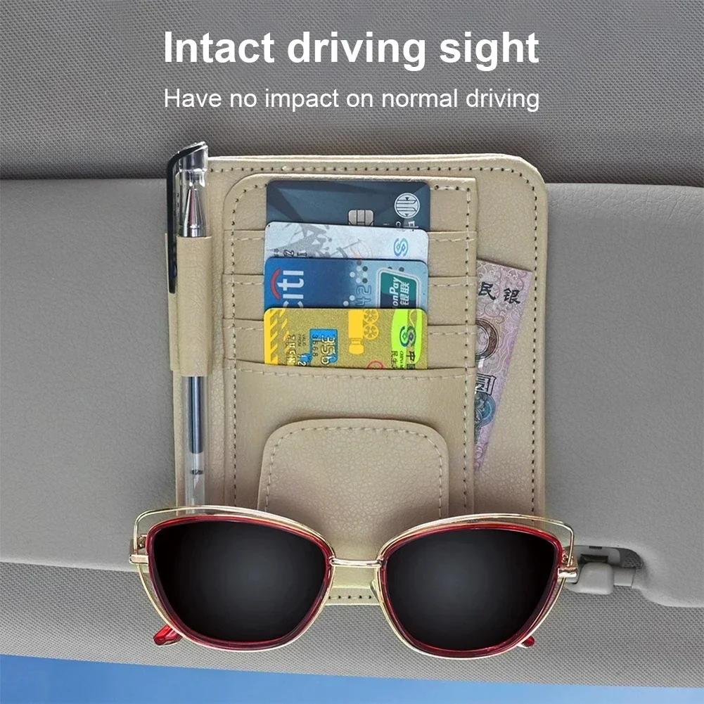 Car Sun Visor Organizer Multi-Pocket Auto Interior Accessories Pocket Organizer Car Document Storage Pouch Glasses Holder