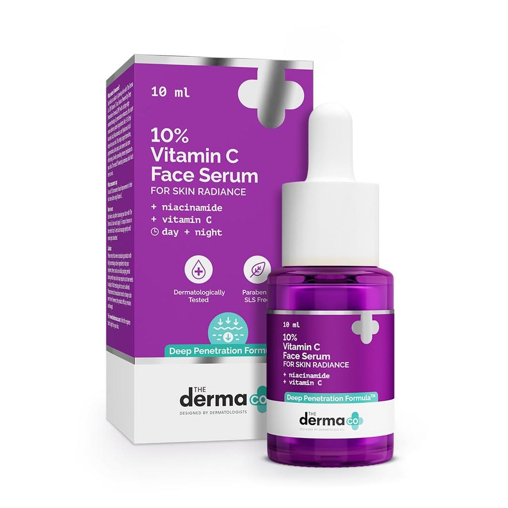 The Derma Co 10% Vitamin C Face Serum with 5% Niacinamide for Brightening & Dark Spot Reduction 10 Ml