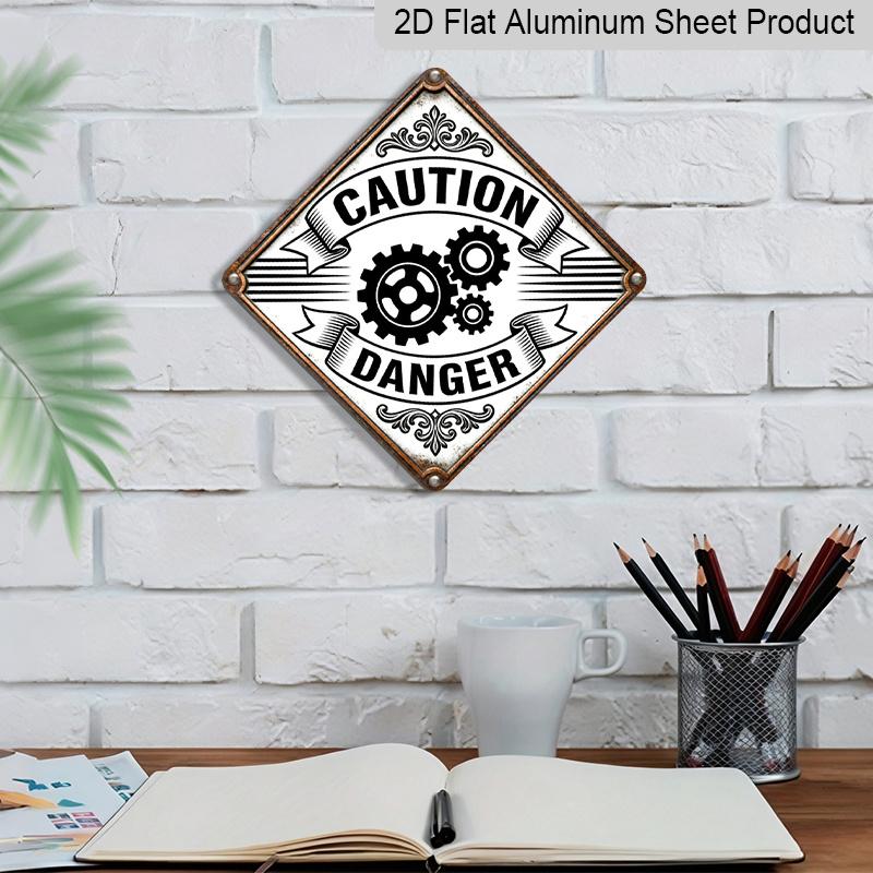 2D Flat - Design Featuring a Dangerous Gear Theme, Industrial-Style Decorative Gift Is Perfect for Mechanical Enthusiasts, Vintage Metal Sign