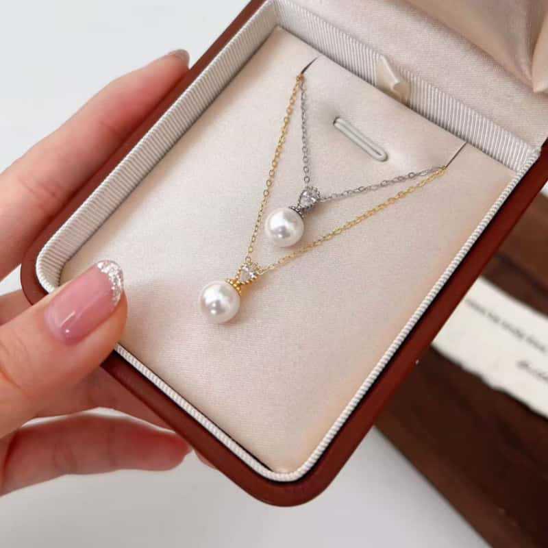 S925 Sterling Silver Faux Princess Diana Pearl Necklace - Australian White, High-End Niche Fashion Clavicle Chain for Women