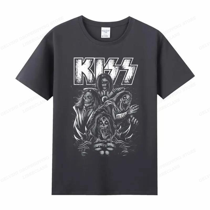 Vintage tričko Kiss Unisex Unisex Móda Bavlněné tričko Punk Oblečení Trička s výstřihem Horor Harajuku Topy Rocková kapela Kiss Tričko Boy