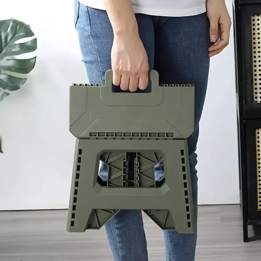 Heavy-Duty Thickened Portable Folding Stool with Handle - 1 Pack Square Plastic Collapsible Stool for Indoor, Gatherings, Picnic