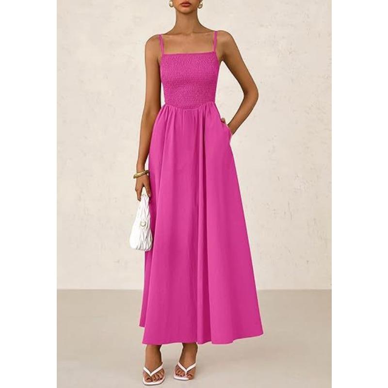 Damen Dünner Schultergurt Plissee Weste Trägerkleid mit Tasche