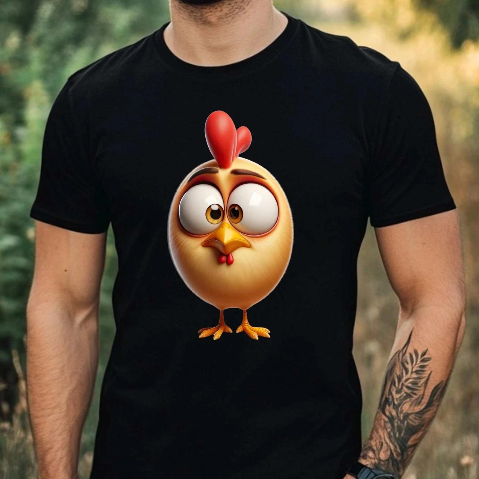 T-Shirt Herren Lustiges Huhn Motiv Baumwolle Größe XS bis 5XL S