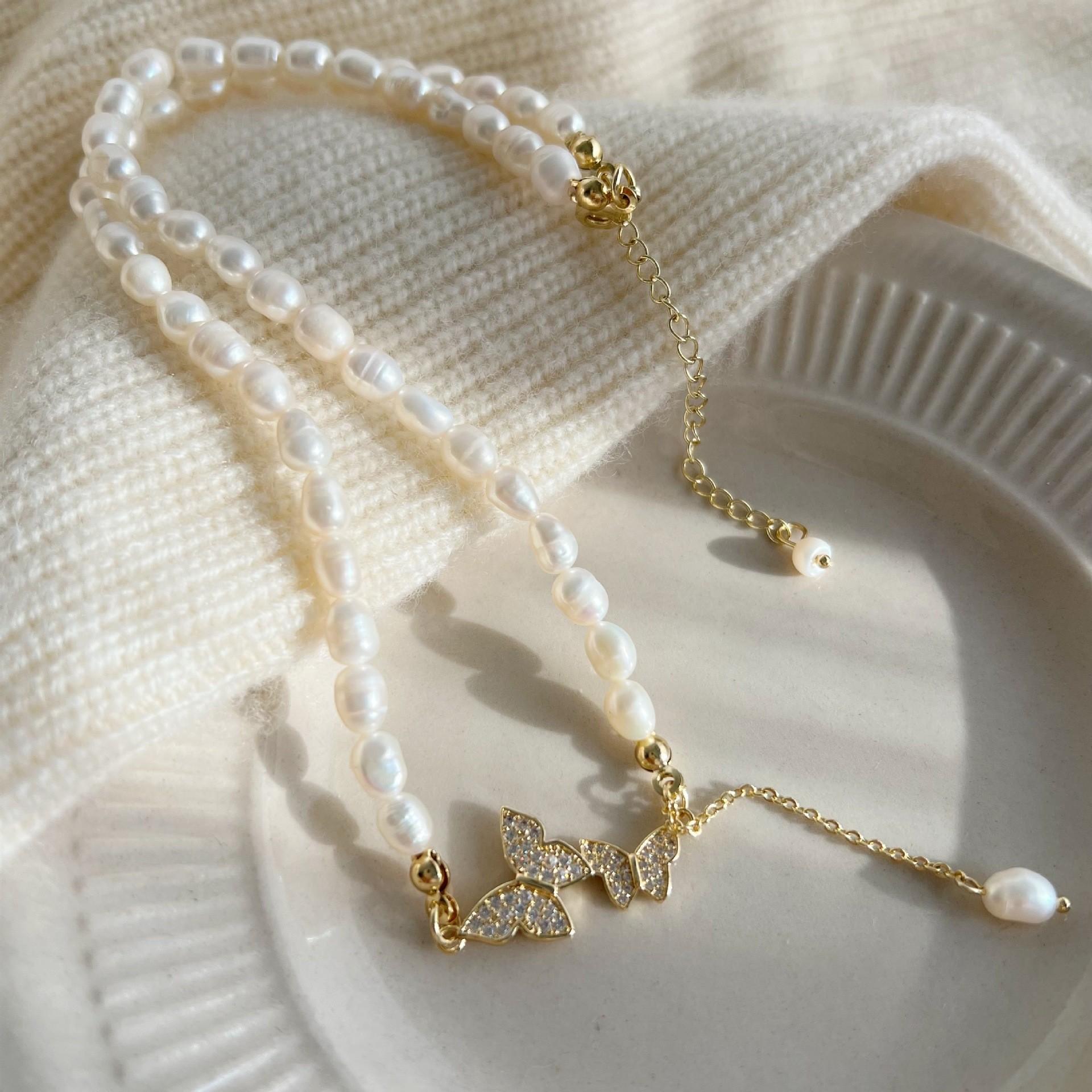 Baroque Pearl Irregular Shaped Necklace Small Freshwater Pearl Chic Clavicle Chain Fashion Jewelry Unisex Accessory