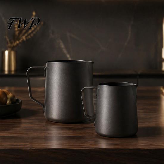 Coffee Drink Decoration Pitcher Stainless Steel Milk Frothing Pitcher, Professional Latte Art Cup with Rust Proof Frother Measurement Scale, Dripless