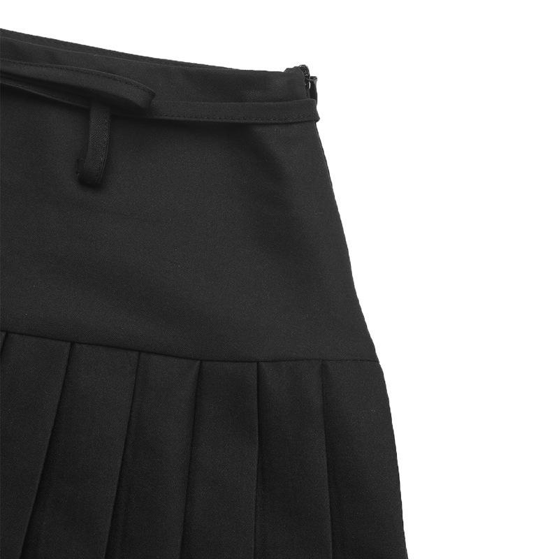 2026 Summer Y2K Leopard Print Pleated A-line Skirt with Lace-up Detail for Women