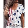 American Flag 3d Print T-shirt Women Fashion V-Neck T-shirts Short Sleeve Tops Tees Loose Casual Tees