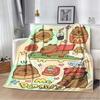 Cartoon Soft Capybara pattern printed Flannel Throw blanket, suitable for sofas, beds,offices, travel, Picnic,warm plush blanket