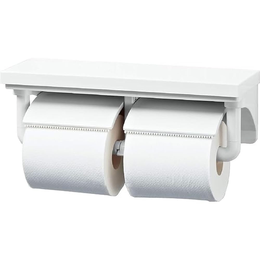 TOTO YH601FMR Double Paper Roll Holder with Shelf (Wood) #NW1, No Core, Compatible with Paper, White
