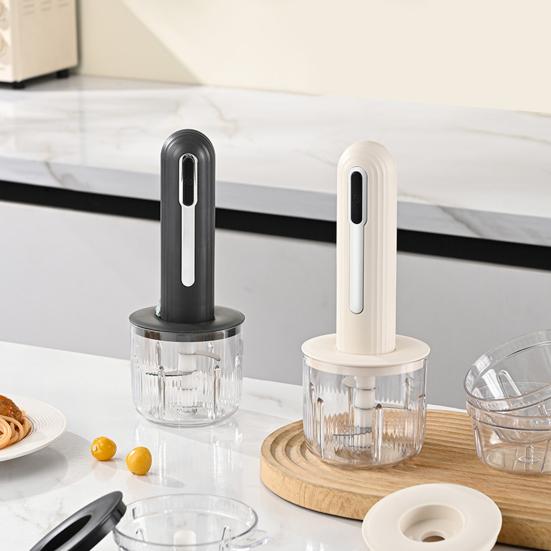 Electric Food Processor Rechargeable Meat Grinder with 2 Blades And 3 Bowls Portable Veggie Chopper Blender Kitchen Supplies