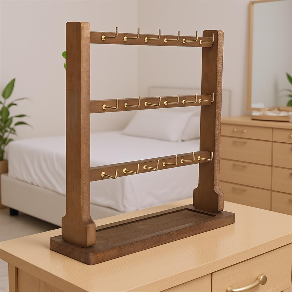 Wooden Jewelry Display Stand Multi-Layer Household Bracelet Storage Rack Earring Pin Brooch Organizer Home Sundries Accessories