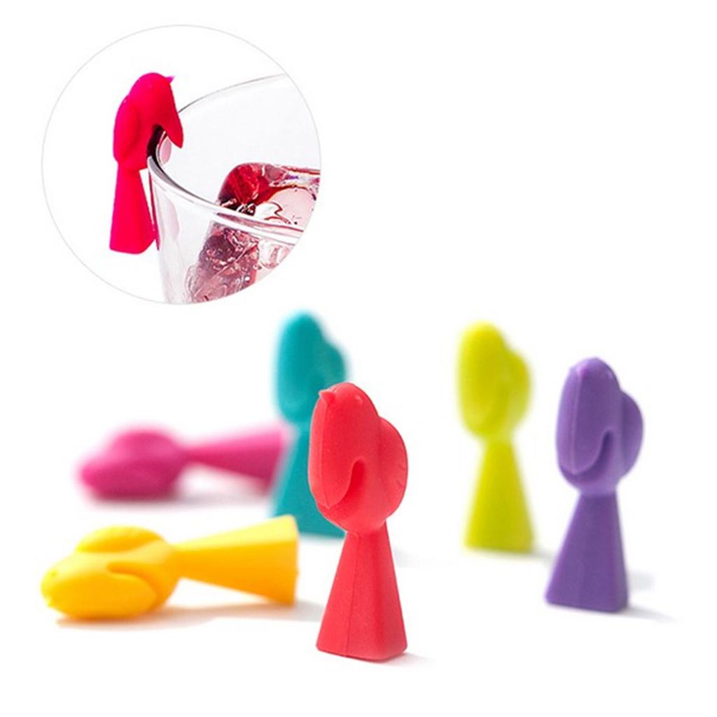 Značky na sklenice na víno Sada 18 kusů Delfín Ananas Pták Silikonové Přívěsky na sklenice na pití Značky Identifikace Štítky na kelímky Značky