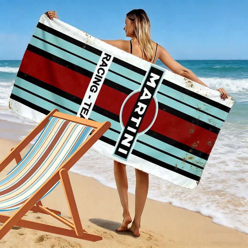 Martini Racing Print Beach Towel, Large Soft Quick Dry Towel for Beach Camping Swimming