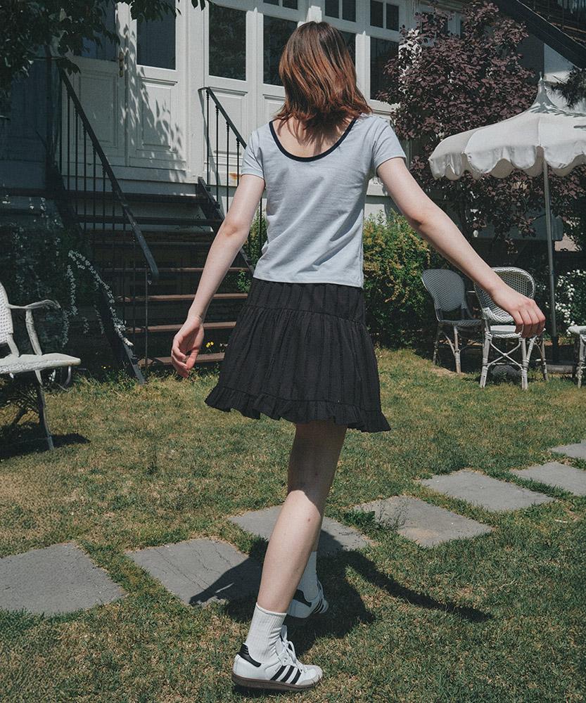 Aau Jacquard Mini Tiered Skirt_Black