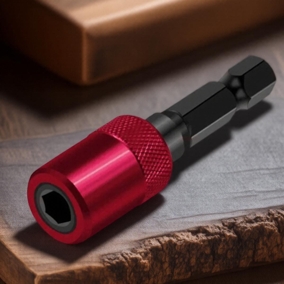 

1/4 Inch Hex Shank Quick Release Electric Screwdriver with Magnetic Extension Rod and Bit Holder 60mm червоний