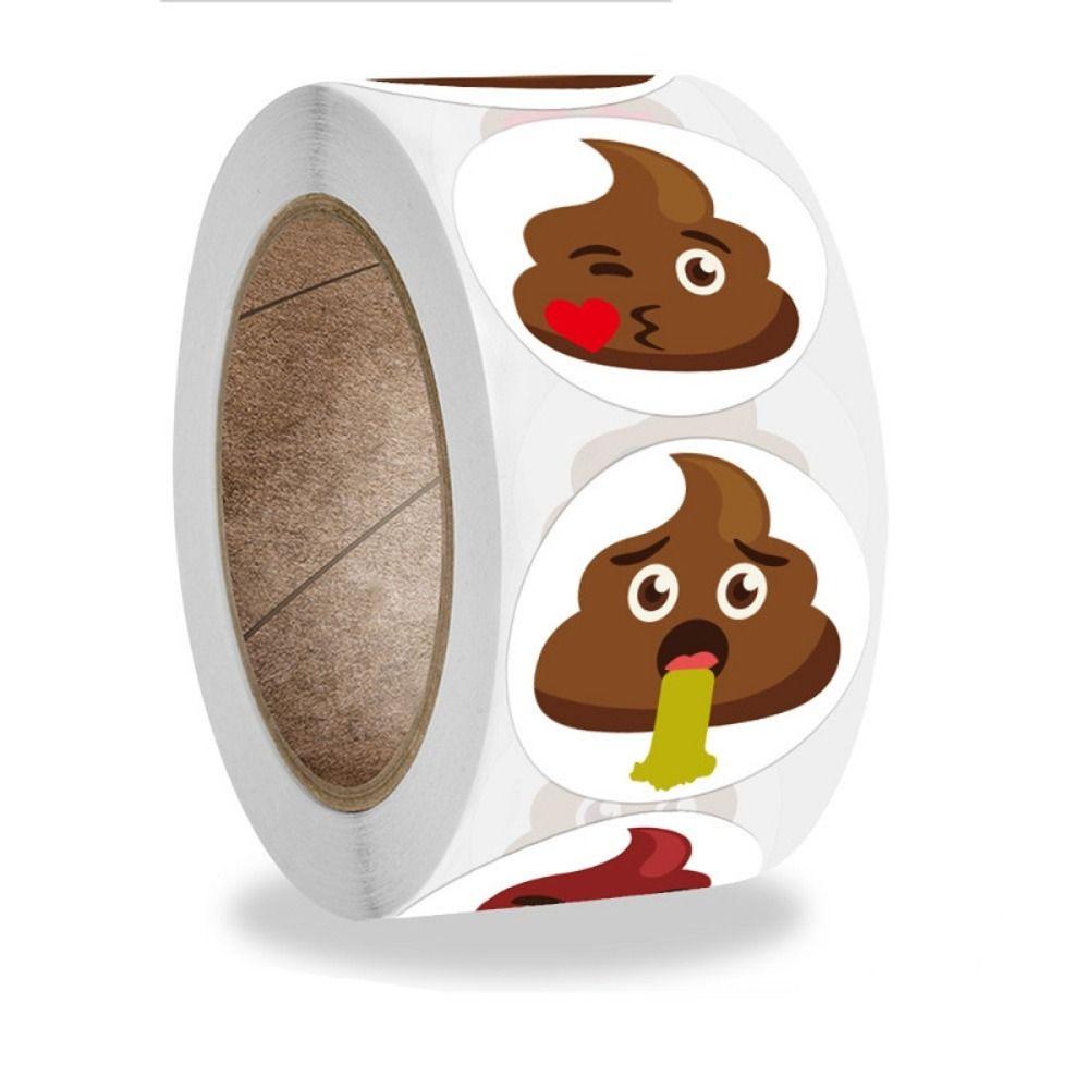 500pcs Kids Toys Self-adhesive Poop Emoticons Sticker Seal 1inch Stationery Sticker Funny Reward Sticker Teacher