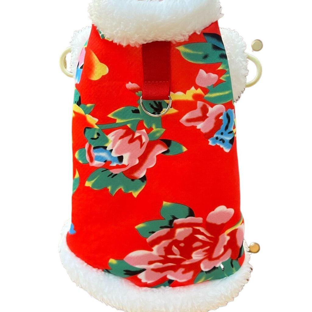 Puppy & Cat Floral Cotton-Padded Winter Jacket – Warm, Anti-Shedding for Small, Medium, Large Dogs